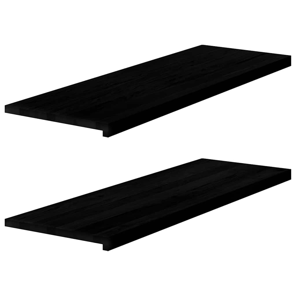 Περβάζια παραθύρων 2 τεμ. Καφέ-Μαύρο 120x40x2εκ. Μασίφ Ξύλο Δρυός