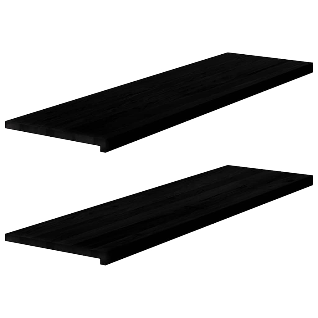 Περβάζια παραθύρων 2 τεμ. Καφέ-Μαύρο 140x40x2εκ. Μασίφ Ξύλο Δρυός