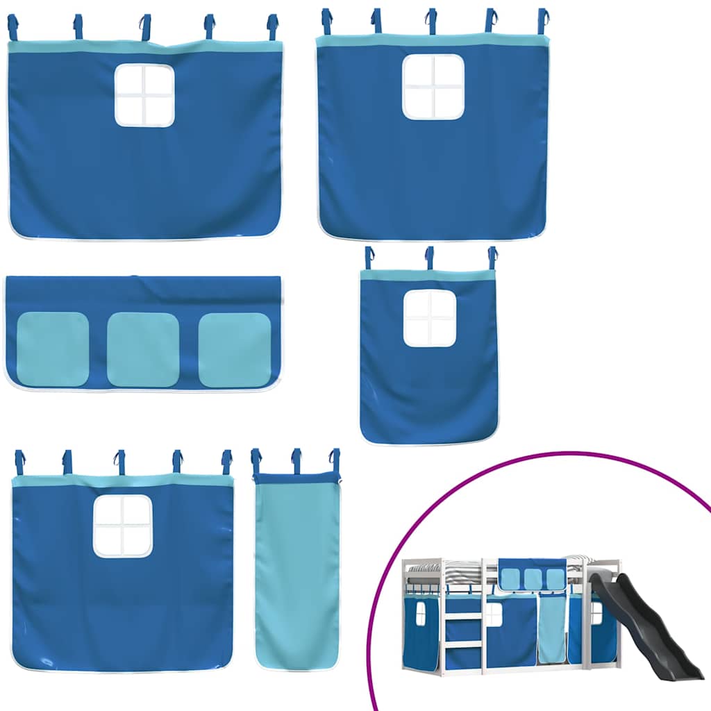 Κουκέτα με Τσουλήθρα και Κουρτίνες Μπλε 90x200 εκ. - Pakobazaar