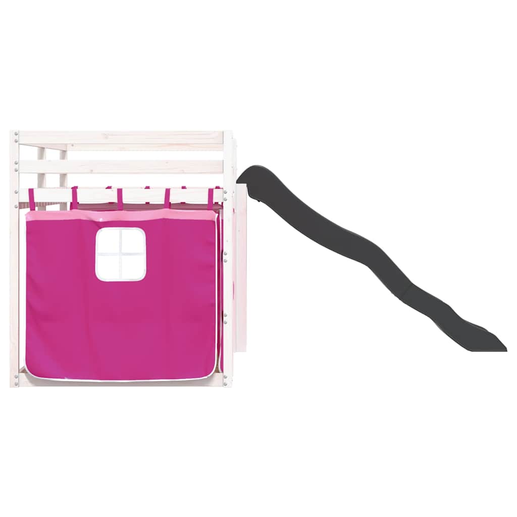 Κουκέτα με Τσουλήθρα και Κουρτίνες Ροζ 80x200 εκ.