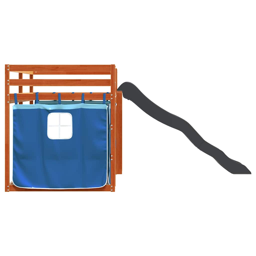 Κουκέτα με Τσουλήθρα και Κουρτίνες Μπλε 80x200 εκ. - Pakobazaar