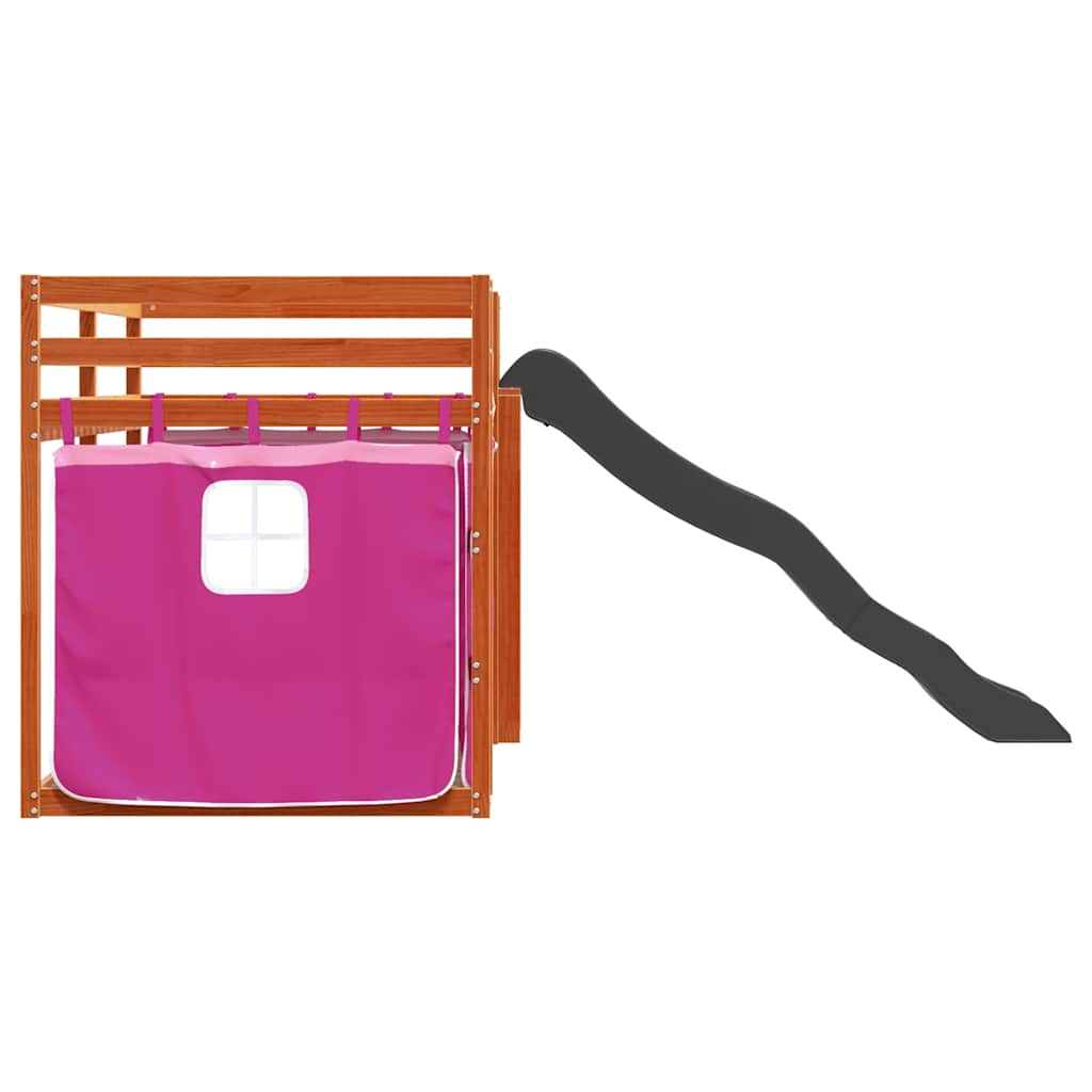 Κουκέτα με Τσουλήθρα και Κουρτίνες Ροζ 80x200 εκ.