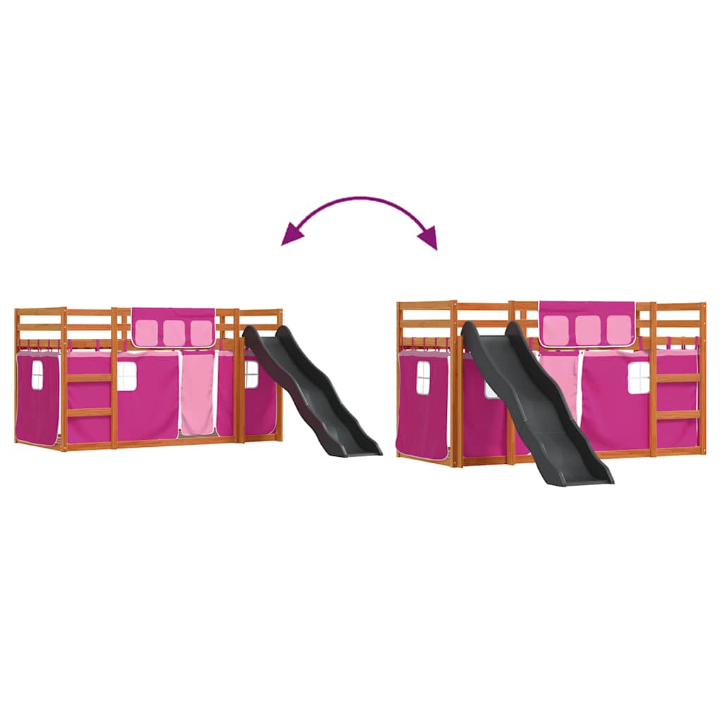 Κουκέτα με Τσουλήθρα και Κουρτίνες Ροζ 80x200 εκ.