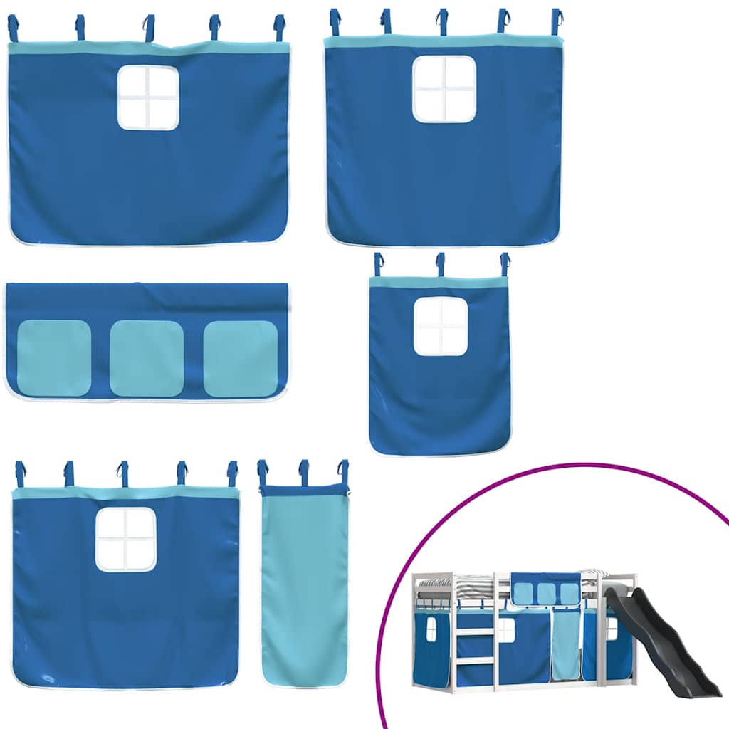 Κουκέτα με Τσουλήθρα και Κουρτίνες Μπλε 90x190 εκ.