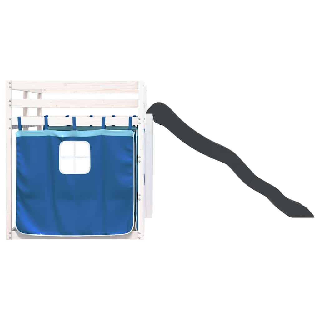 Κουκέτα με Τσουλήθρα και Κουρτίνες Μπλε 90x190 εκ.