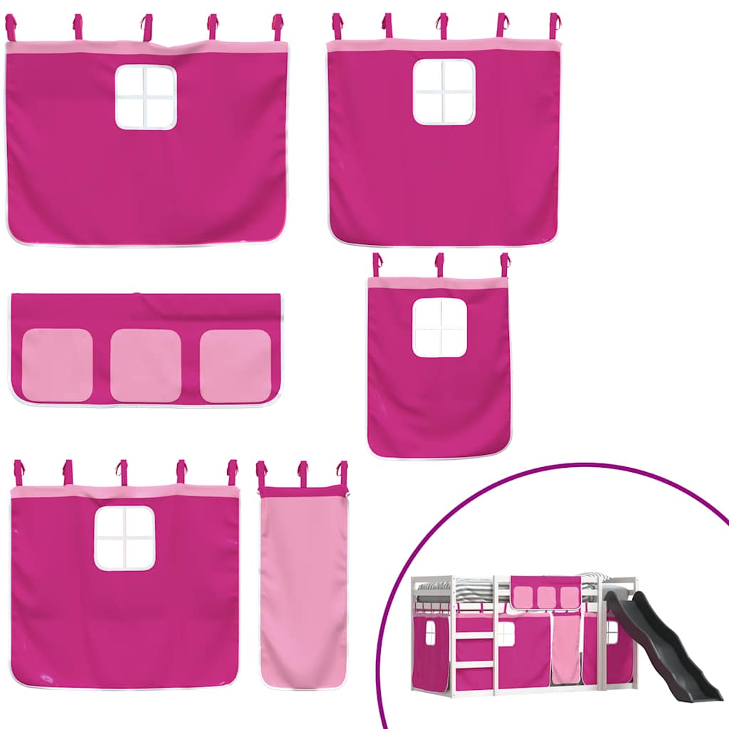 Κουκέτα με Τσουλήθρα και Κουρτίνες Ροζ 90x190 εκ.