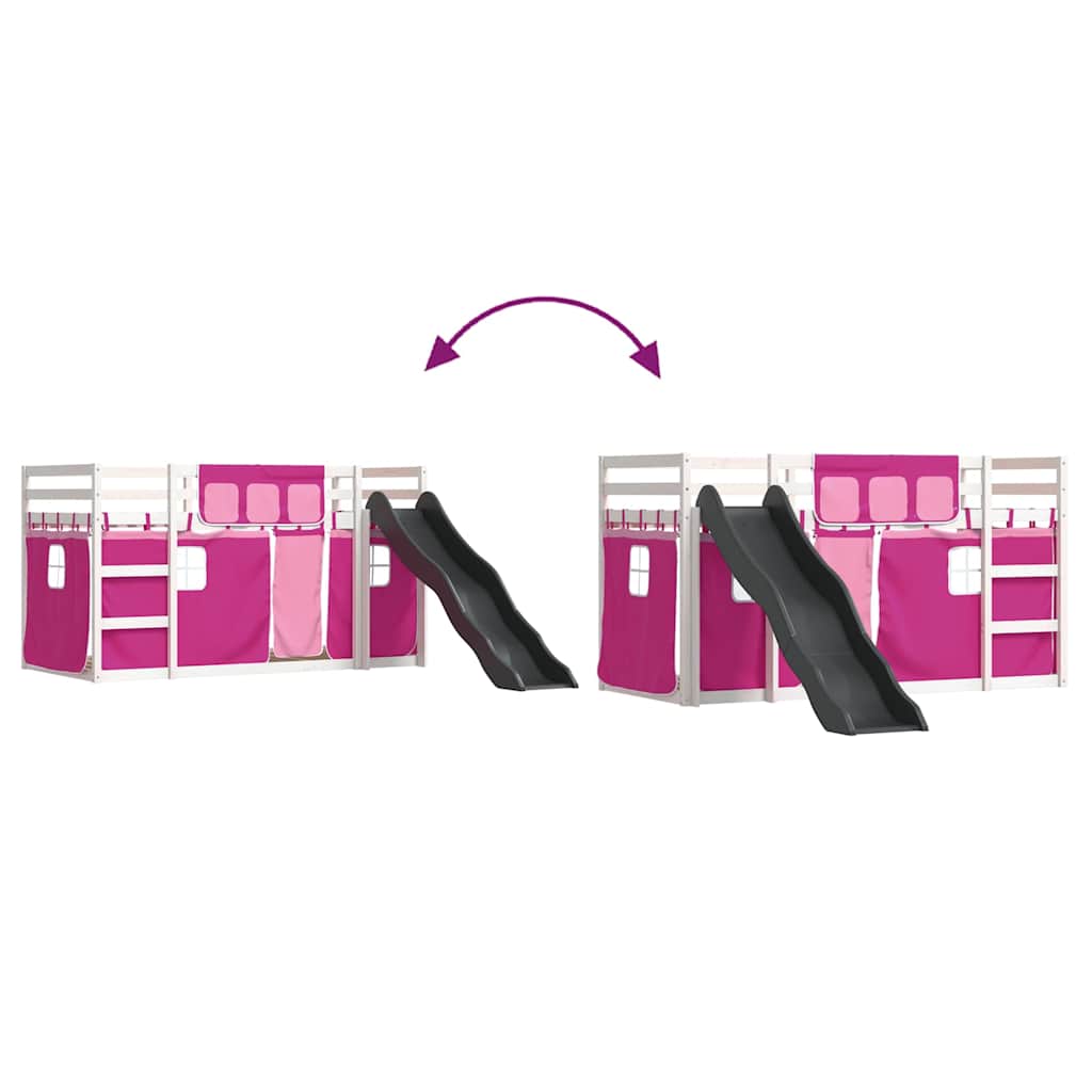 Κουκέτα με Τσουλήθρα και Κουρτίνες Ροζ 90x190 εκ.