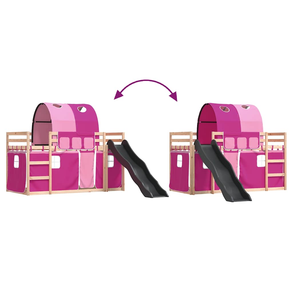 Κουκέτα με Τσουλήθρα και Κουρτίνες Ροζ 90x200 εκ. - Pakobazaar