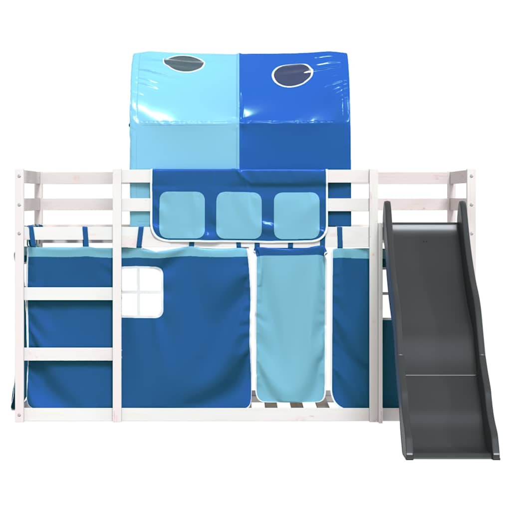 Κουκέτα με Τσουλήθρα και Κουρτίνες Μπλε 90x200 εκ. - Pakobazaar