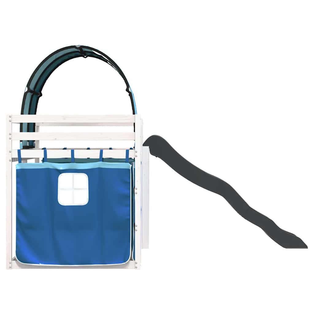 Κουκέτα με Τσουλήθρα και Κουρτίνες Μπλε 90x200 εκ. - Pakobazaar