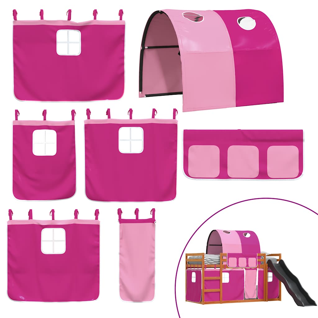 Κουκέτα με Τσουλήθρα και Κουρτίνες Ροζ 90x200 εκ.