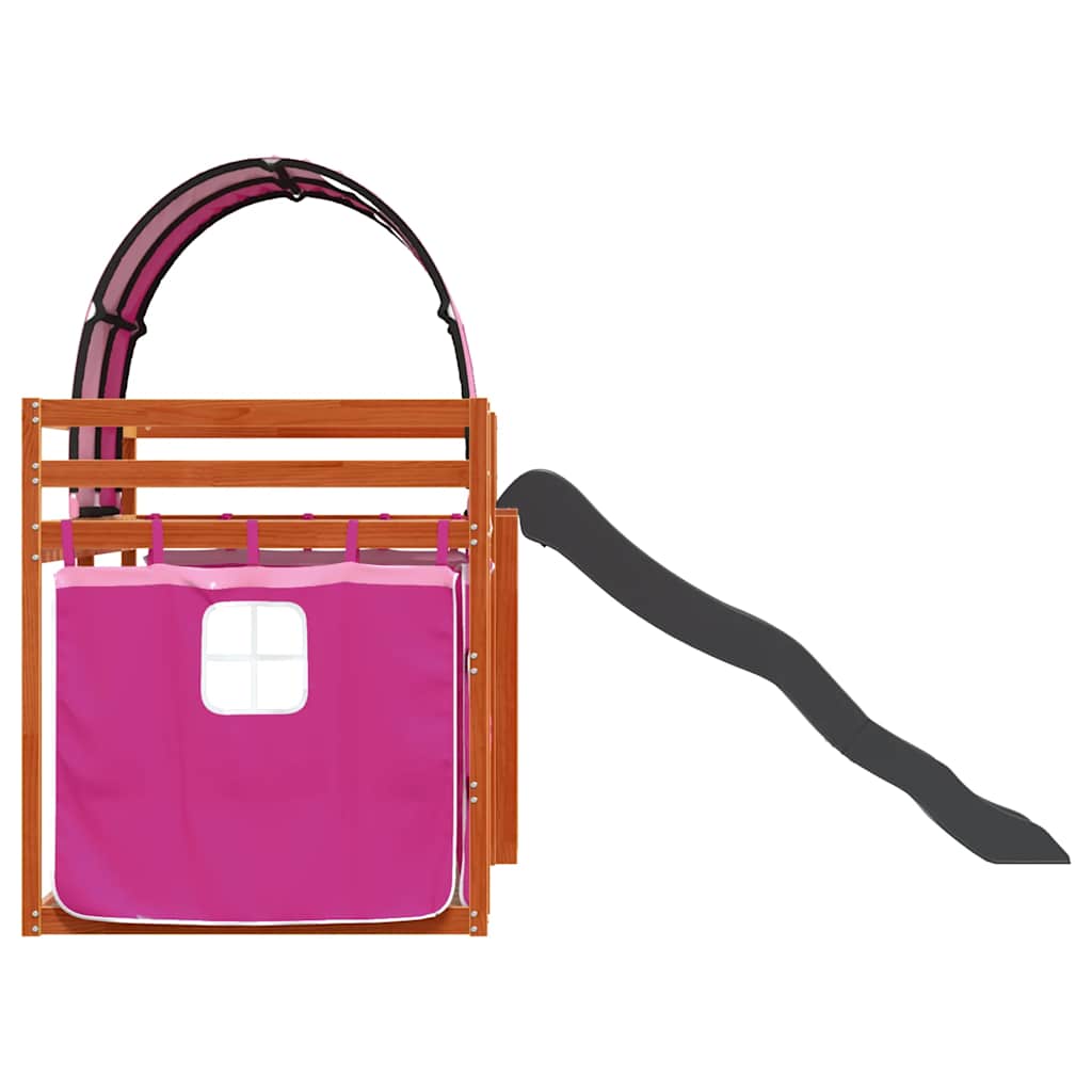 Κουκέτα με Τσουλήθρα και Κουρτίνες Ροζ 90x200 εκ.