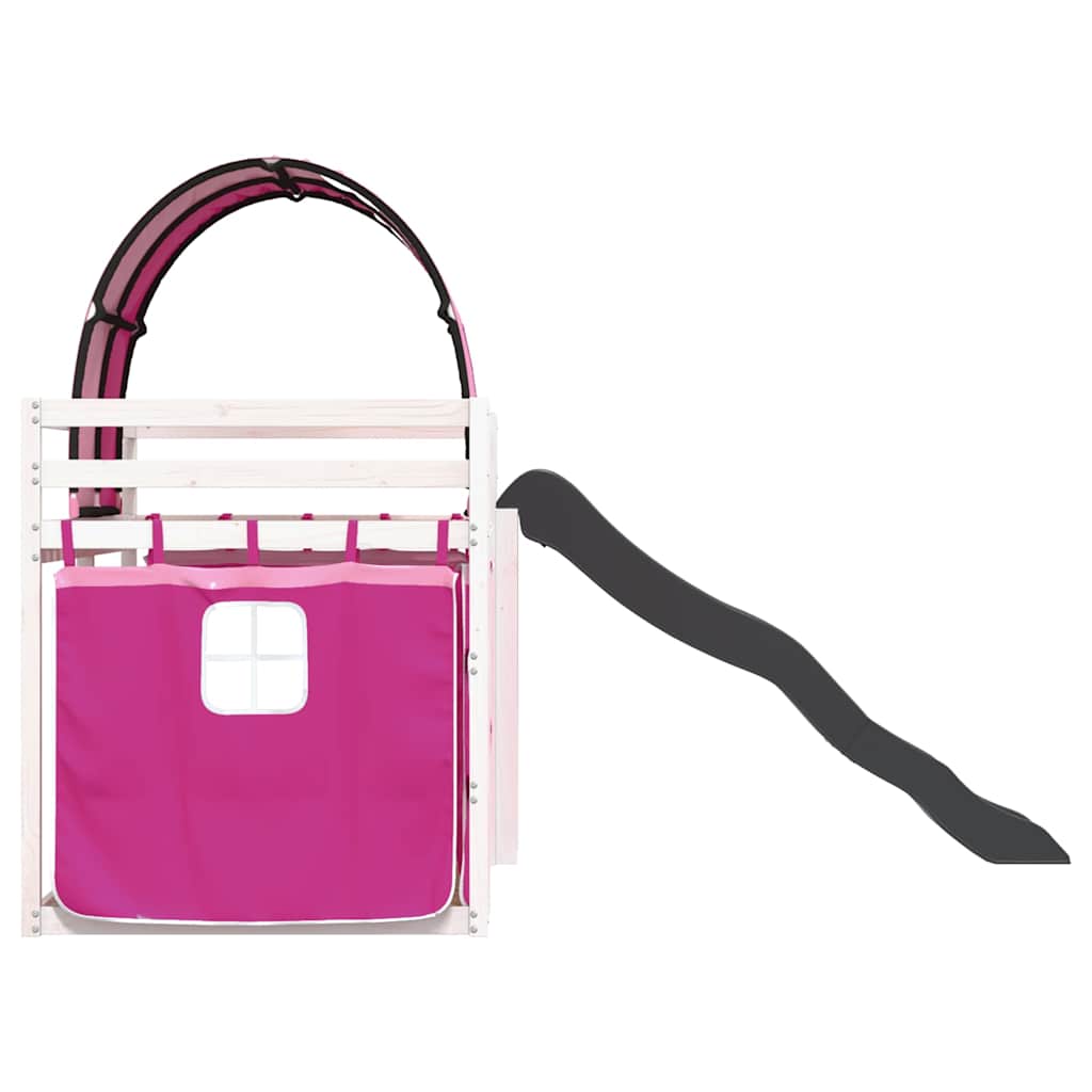 Κουκέτα με Τσουλήθρα και Κουρτίνες Ροζ 80x200 εκ.