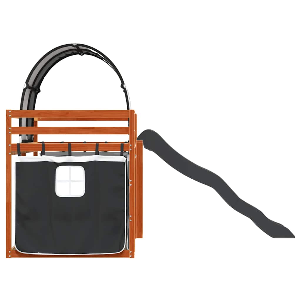 Κουκέτα με Τσουλήθρα και Κουρτίνες Λευκή και Μαύρη 80x200 εκ.