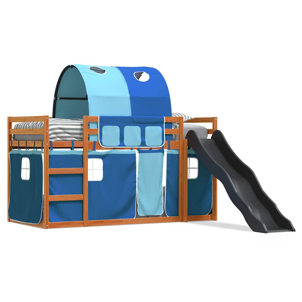 Κουκέτα με Τσουλήθρα και Κουρτίνες Μπλε 80x200 εκ.