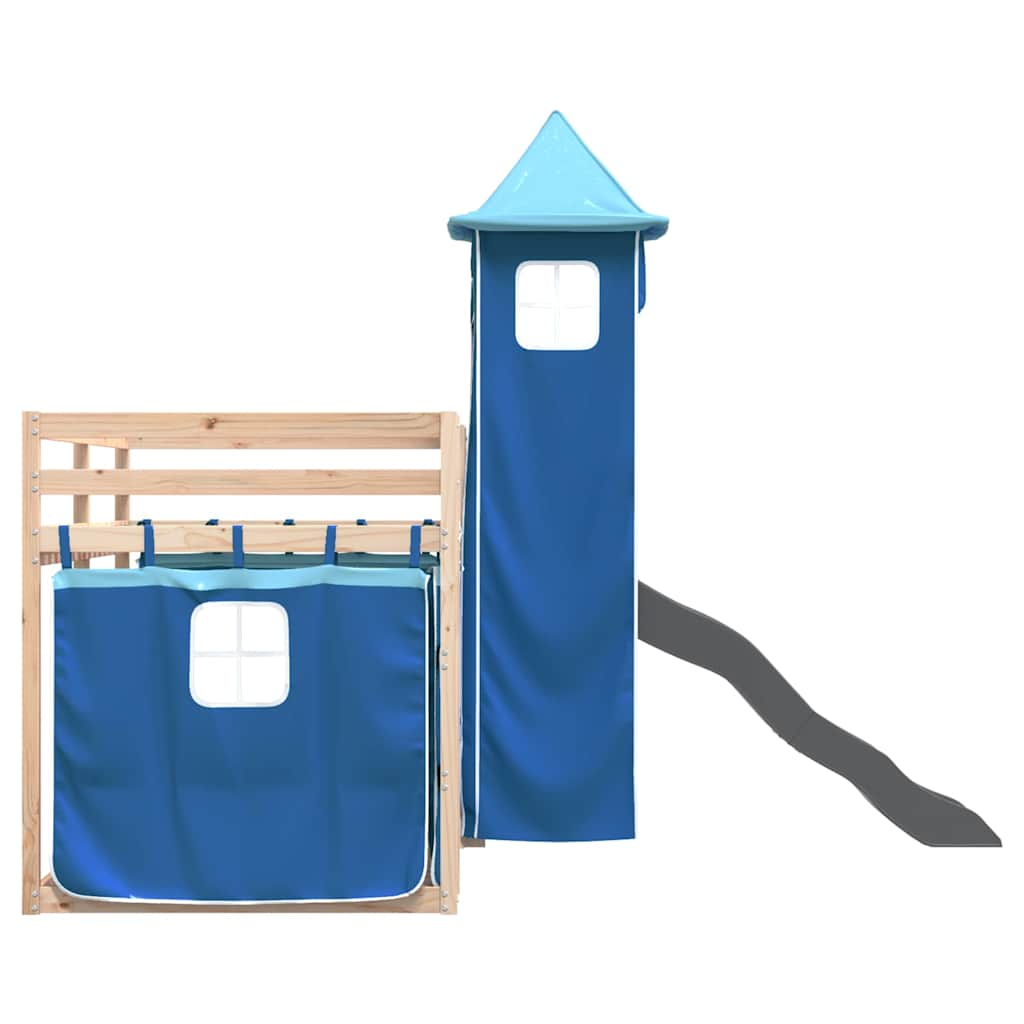 Κουκέτα με Τσουλήθρα και Κουρτίνες Μπλε 90x190 εκ.