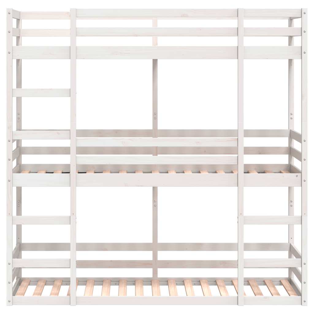 Τριπλή Κουκέτα Λευκό 80x200 εκ. από Μασίφ Ξύλο Πεύκου - Pakobazaar