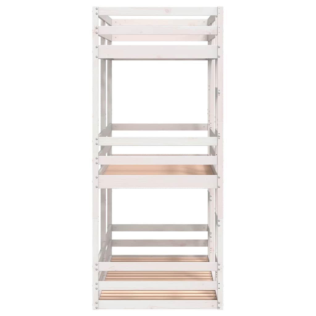 Τριπλή Κουκέτα Λευκό 80x200 εκ. από Μασίφ Ξύλο Πεύκου - Pakobazaar