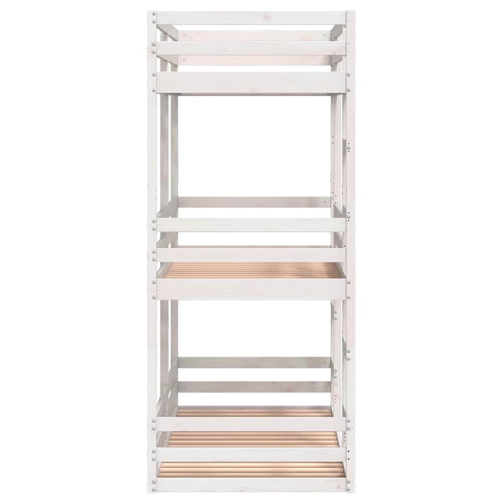 Τριπλή Κουκέτα Λευκό 90x200 εκ. από Μασίφ Ξύλο Πεύκου