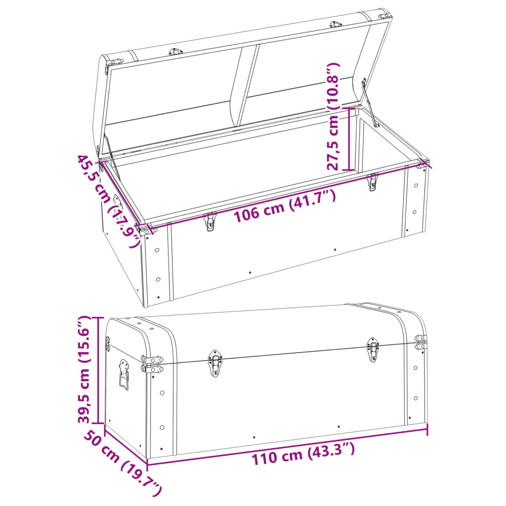 Σεντούκι με Μάνταλα Σκούρο Καφέ 110x50x39,5 εκ. Κόντρα Πλακέ