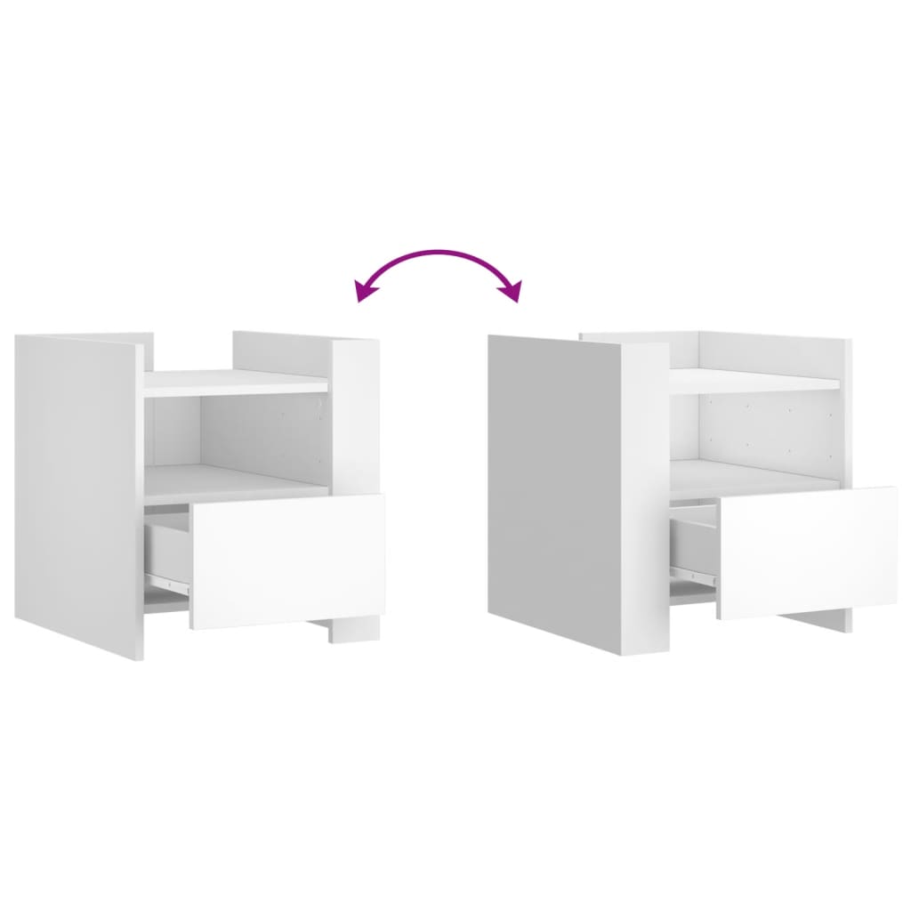 Κομοδίνο Λευκό 45x50x50 εκ. από Επεξεργασμένο Ξύλο - Pakobazaar