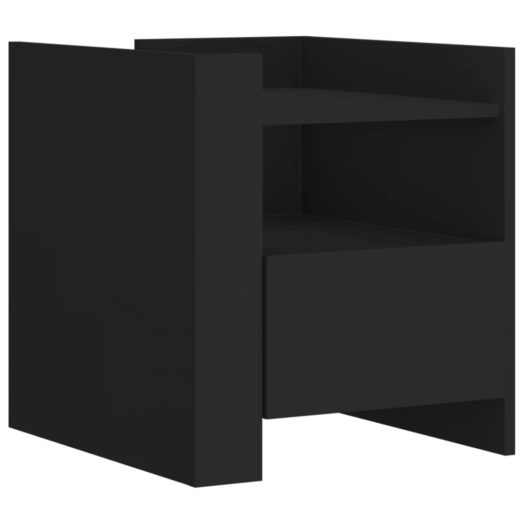 Κομοδίνο Μαύρο 45x50x50 εκ. από Επεξεργασμένο Ξύλο