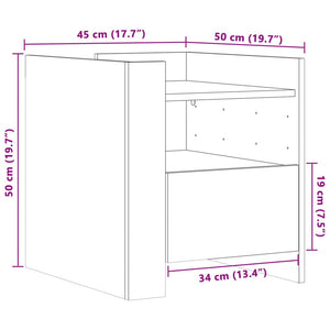 Κομοδίνο Sonoma Δρυς 45x50x50 εκ. από Επεξεργασμένο Ξύλο