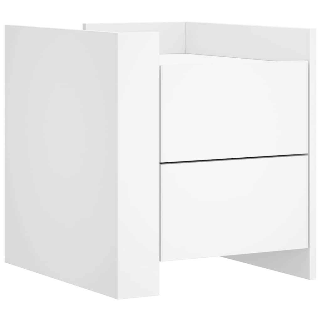 Κομοδίνο Λευκό 45x50x50 εκ. από Επεξεργασμένο Ξύλο