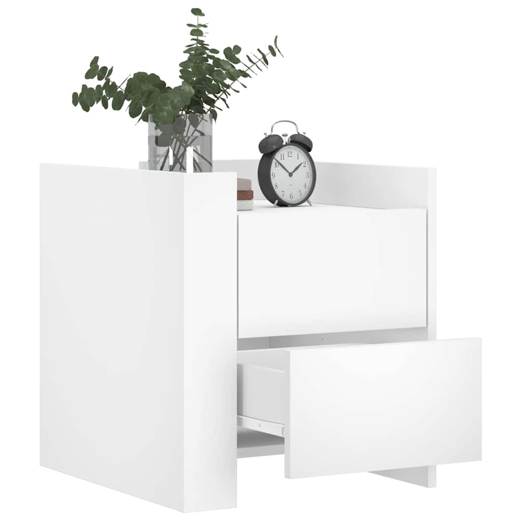 Κομοδίνο Λευκό 45x50x50 εκ. από Επεξεργασμένο Ξύλο