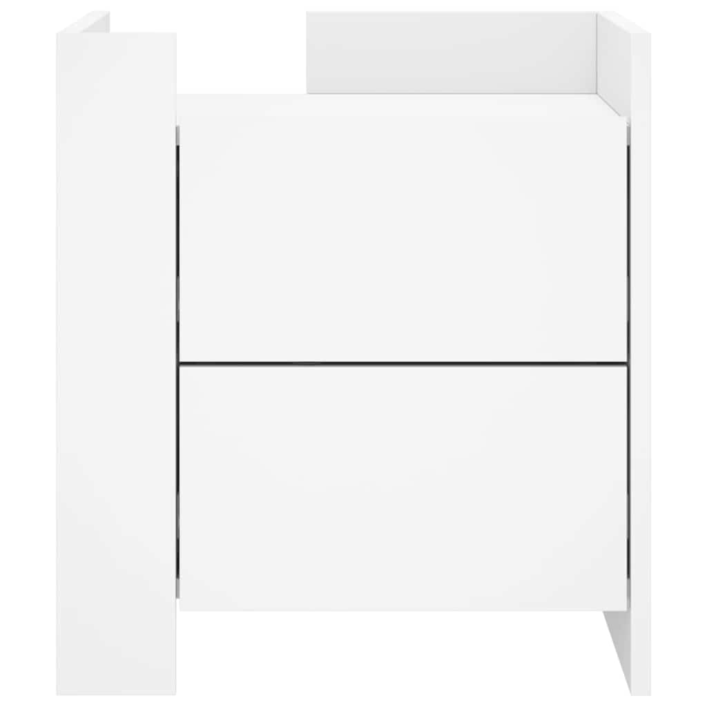 Κομοδίνο Λευκό 45x50x50 εκ. από Επεξεργασμένο Ξύλο