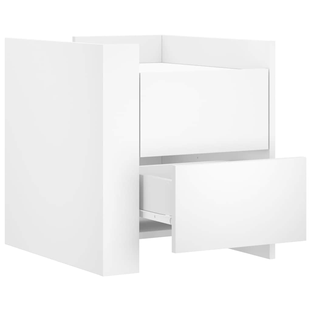 Κομοδίνο Λευκό 45x50x50 εκ. από Επεξεργασμένο Ξύλο