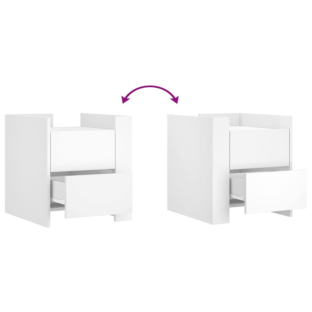 Κομοδίνο Λευκό 45x50x50 εκ. από Επεξεργασμένο Ξύλο