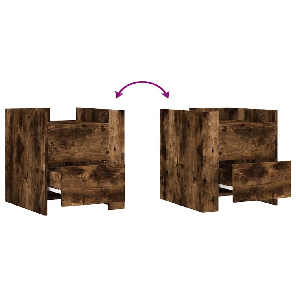 Κομοδίνο Καπνιστή Δρυς 45x50x50 εκ. από Επεξεργασμένο Ξύλο