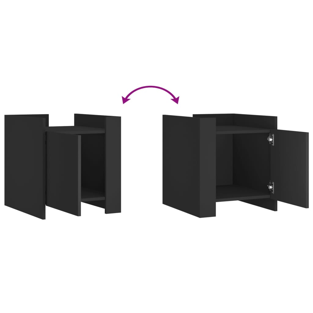 Κομοδίνο Μαύρο 45x50x50 εκ. από Επεξεργασμένο Ξύλο - Pakobazaar