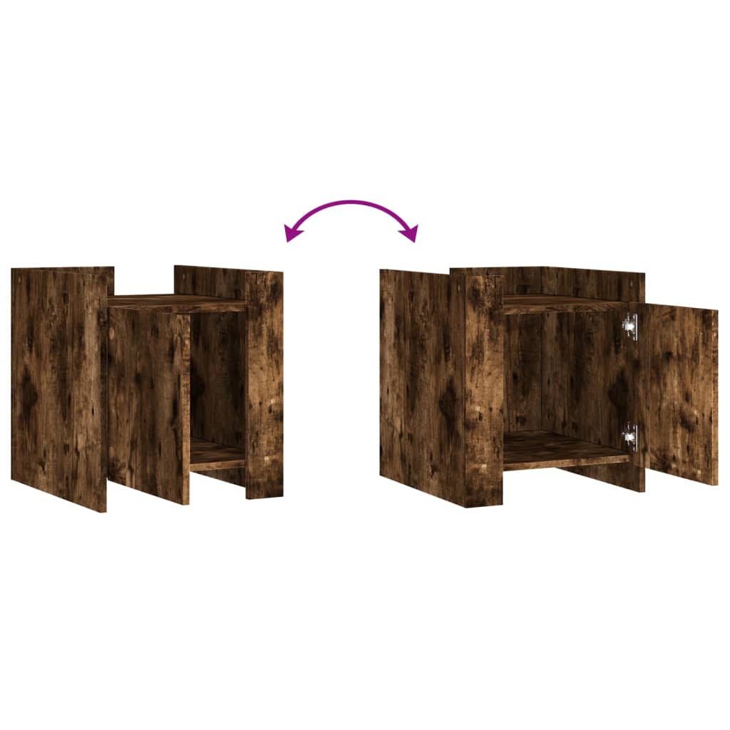 Κομοδίνο Καπνιστή Δρυς 45x50x50 εκ. από Επεξεργασμένο Ξύλο