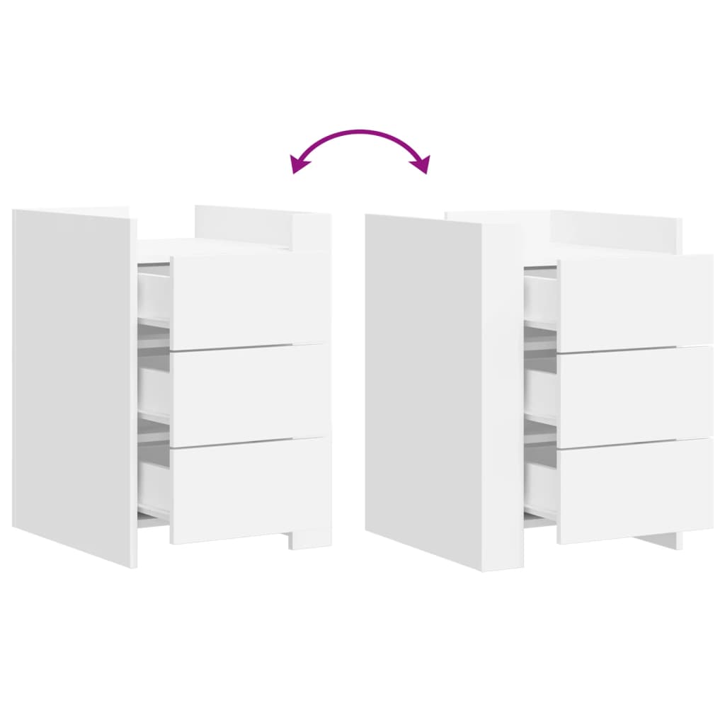 Κομοδίνο Λευκό 45 x 50 x 65 εκ. από Επεξεργασμένο Ξύλο