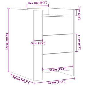 Κομοδίνο Λευκό 45 x 50 x 65 εκ. από Επεξεργασμένο Ξύλο