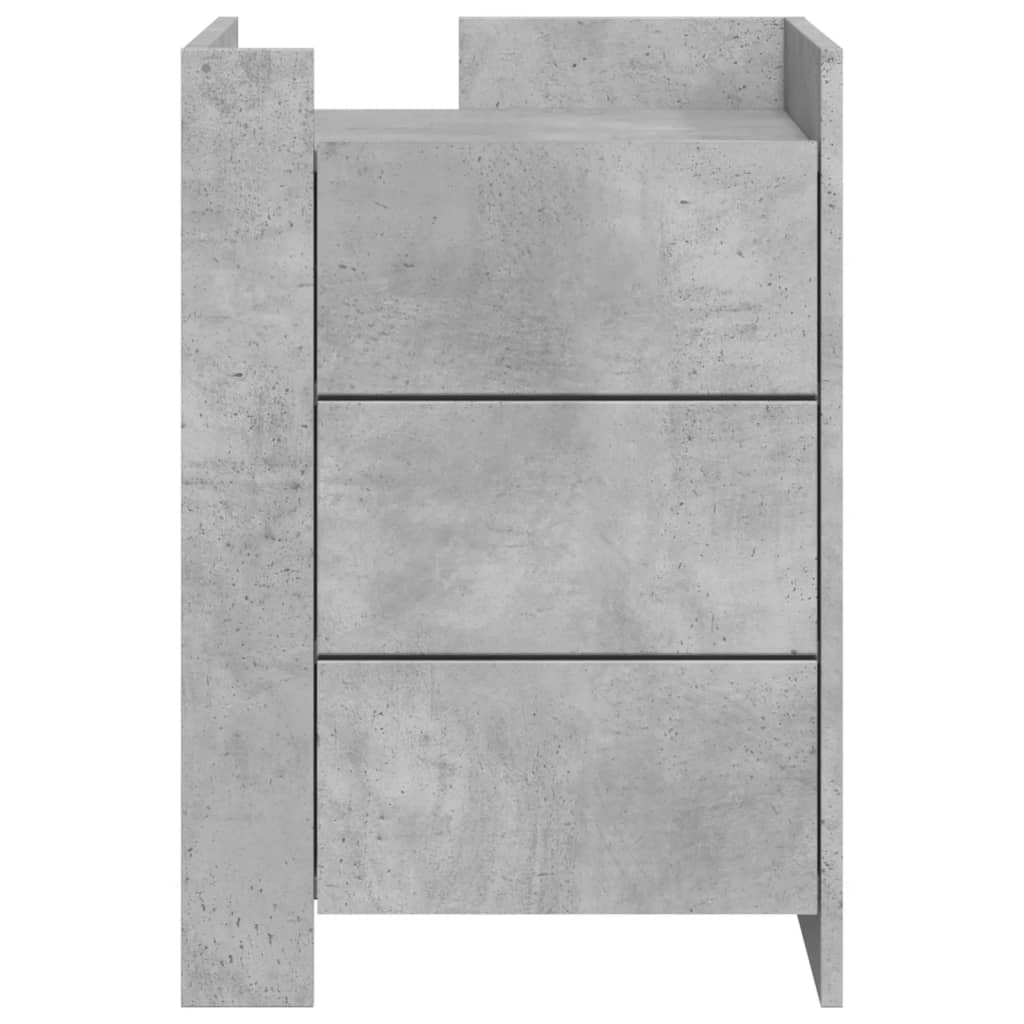 Κομοδίνο Γκρι Σκυροδέματος 45x50x65 εκ. από Επεξεργασμένο Ξύλο