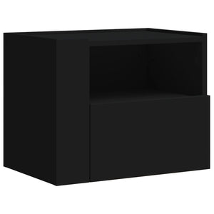Κομοδίνα Επιτοίχια 2 τεμ. Μαύρα 45x30x35 εκ. - Pakobazaar