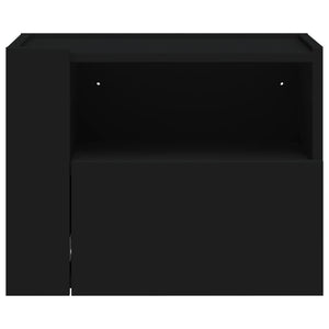 Κομοδίνα Επιτοίχια 2 τεμ. Μαύρα 45x30x35 εκ. - Pakobazaar