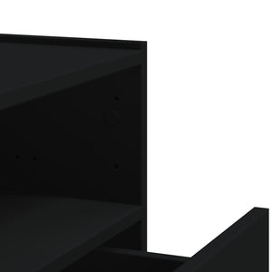 Κομοδίνα Επιτοίχια 2 τεμ. Μαύρα 45x30x35 εκ. - Pakobazaar