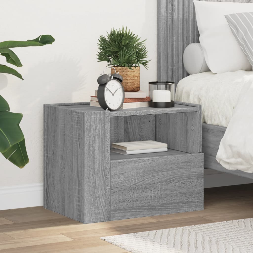 Κομοδίνα Επιτοίχια Γκρι Sonoma 45x30x35 εκ.