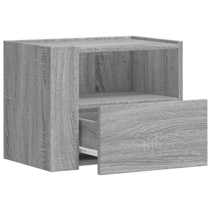 Κομοδίνα Επιτοίχια 2 τεμ. Γκρι Sonoma 45x30x35 εκ.