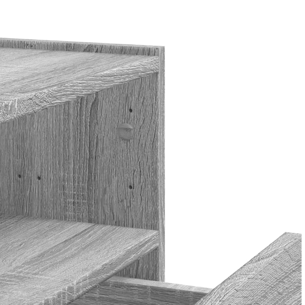 Κομοδίνα Επιτοίχια 2 τεμ. Γκρι Sonoma 45x30x35 εκ.