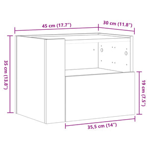 Κομοδίνα Επιτοίχια 2 τεμ. Καφέ Δρυς 45x30x35 εκ. - Pakobazaar