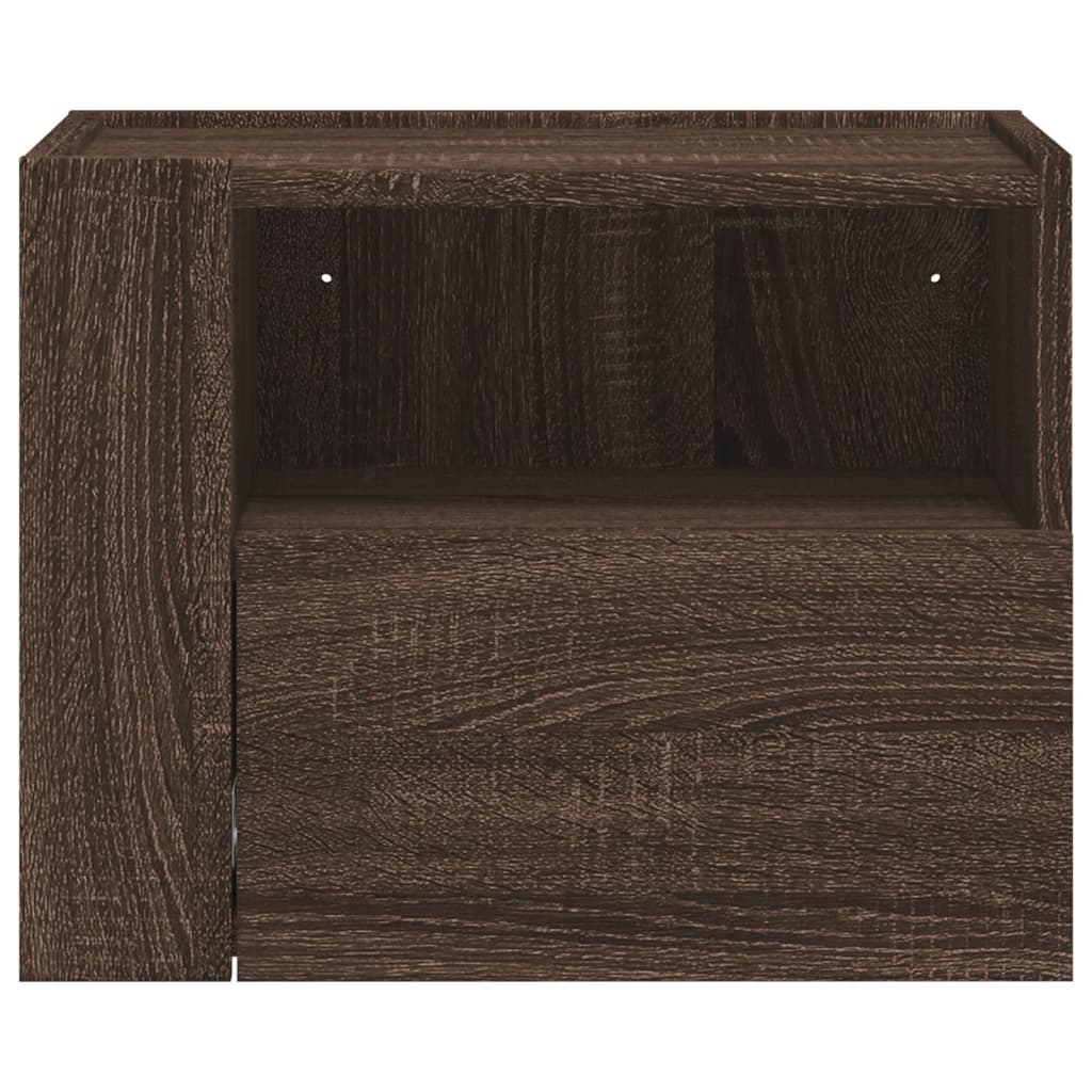Κομοδίνα Επιτοίχια 2 τεμ. Καφέ Δρυς 45x30x35 εκ. - Pakobazaar