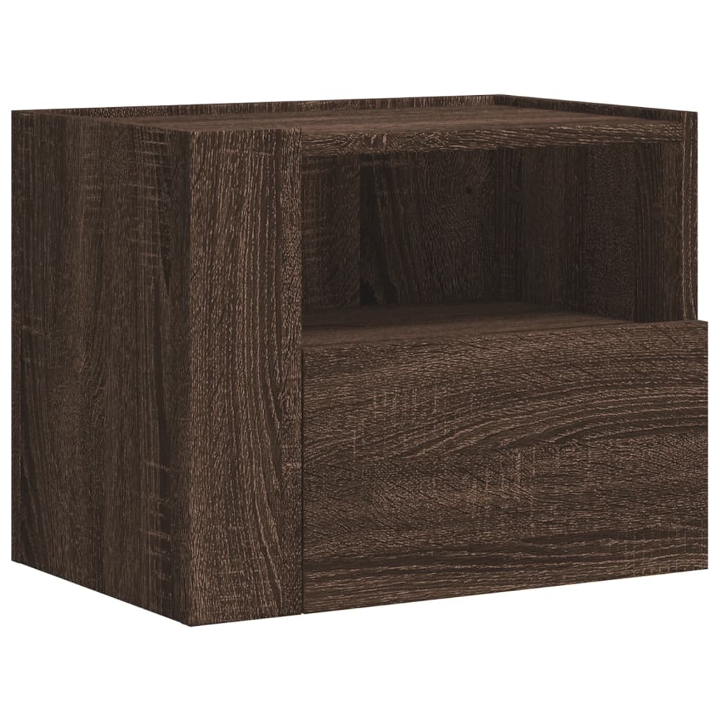 Κομοδίνα Επιτοίχια 2 τεμ. Καφέ Δρυς 45x30x35 εκ. - Pakobazaar
