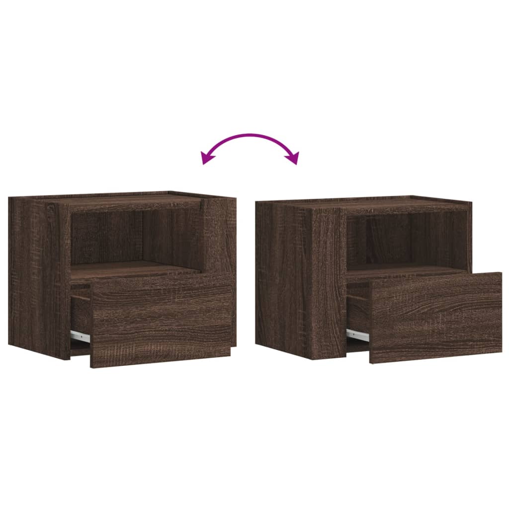 Κομοδίνα Επιτοίχια 2 τεμ. Καφέ Δρυς 45x30x35 εκ. - Pakobazaar