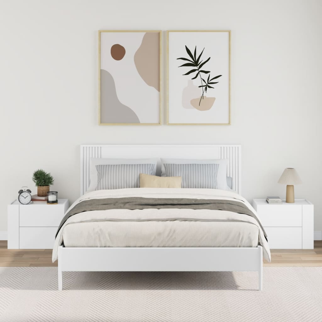 Κομοδίνα Επιτοίχια 2 τεμ. Λευκά 45x30x35 εκ.