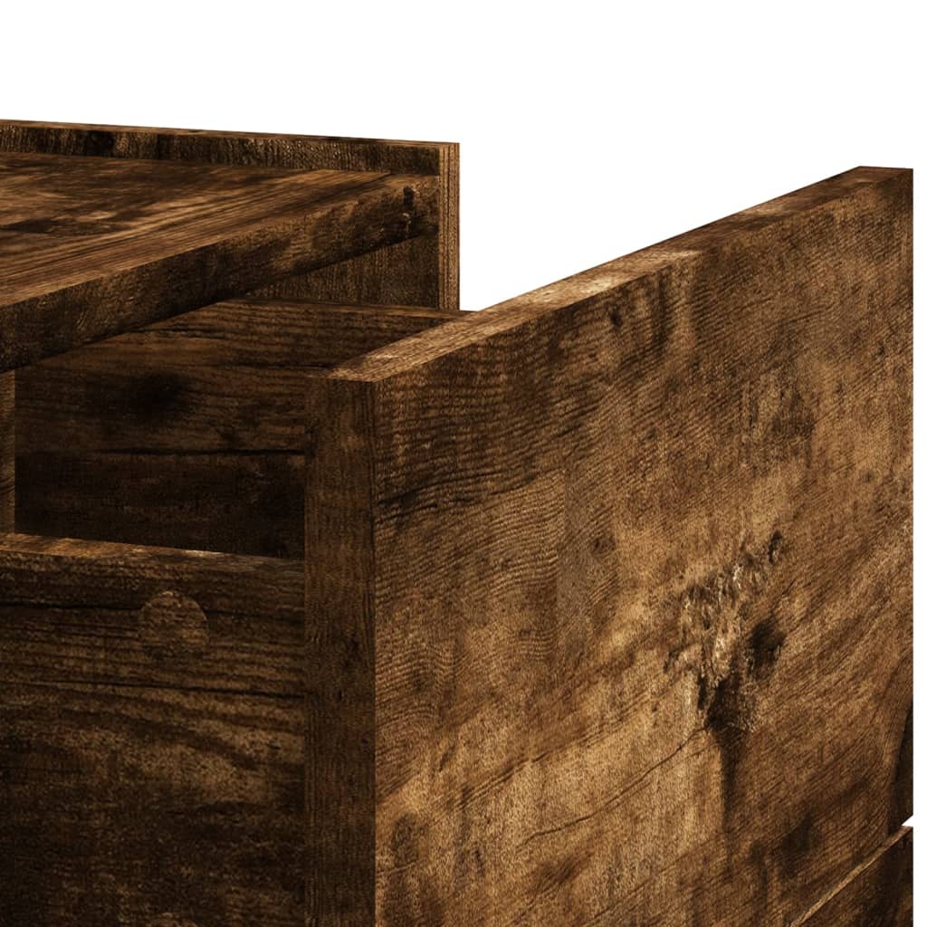 Κομοδίνα Επιτοίχια 2 τεμ. Καπνιστή Δρυς 45x30x35 εκ.